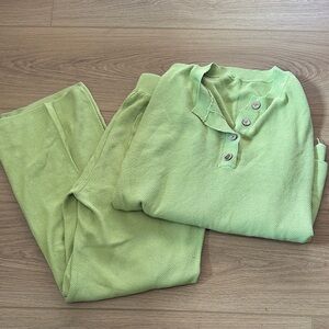 Coord Green Button-Up Lounge Set
